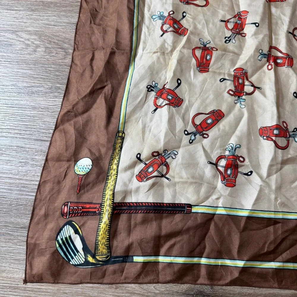 Echo Silk Scarf Golf Clubs Caddy Theme | Brown | 23